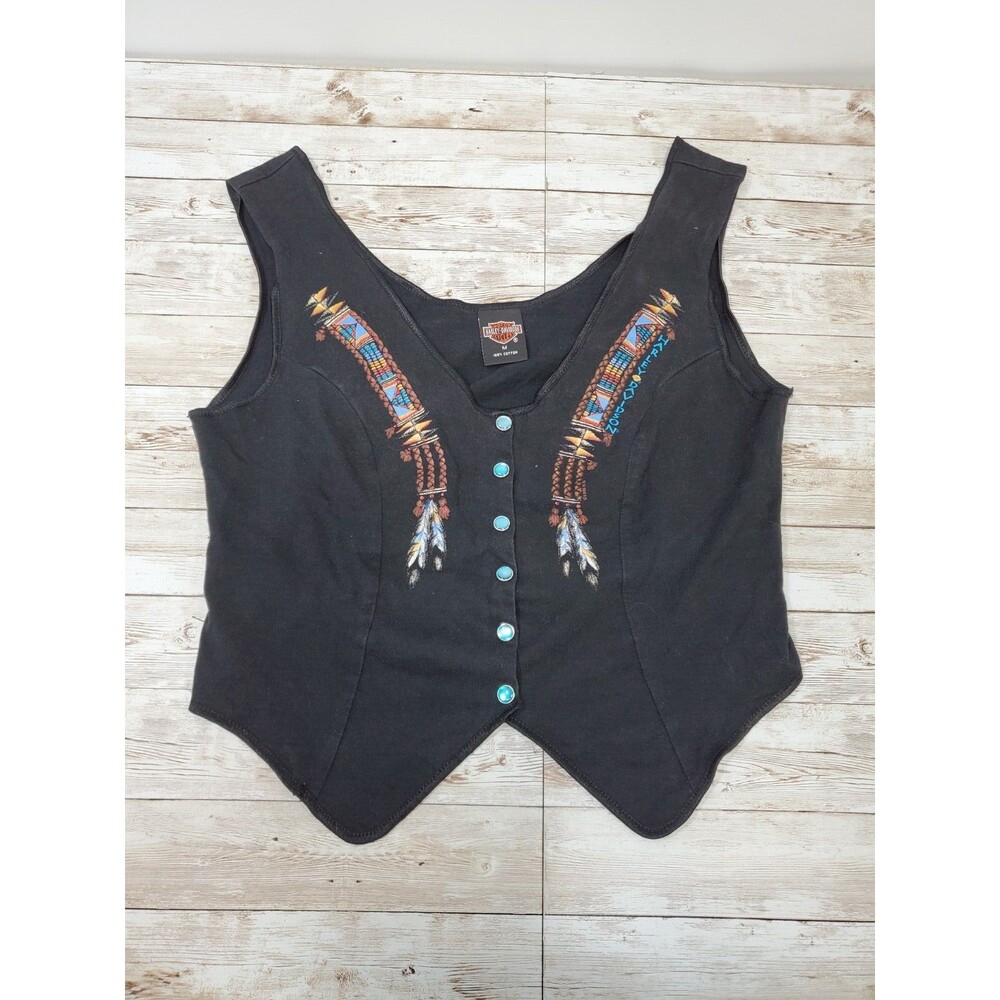 Harley Davidson Black Embroidered Women's Tank Top